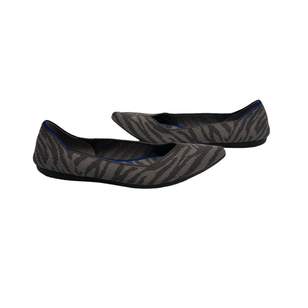 Rothy’s Gray On Gray The Point Zebra Striped Slip On Flat Shoes Size 6 Women’s
